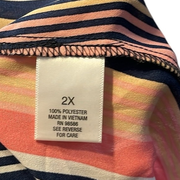 Fox & Ali Striped Pink and Navy Women's blouse with extra ties on sleeves - Picture 7 of 7